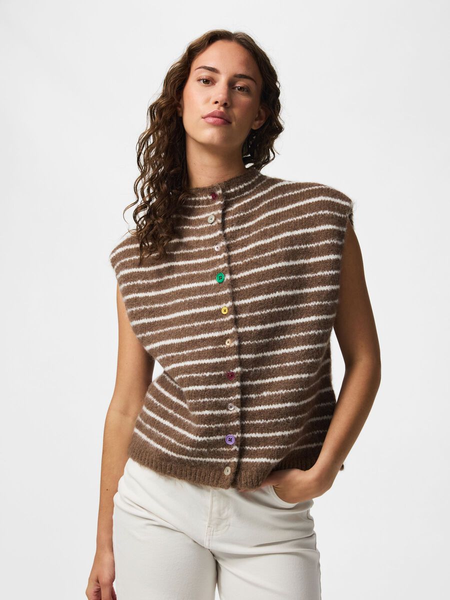 Carousel image 5 PCASIRA KNOOP GEBREID GILET, Coffee Quartz