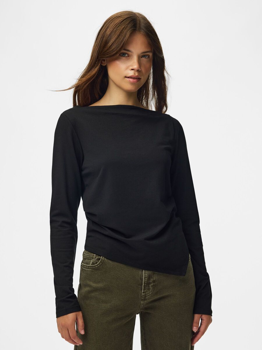 Product carousel image 1 PCSIRENE ASYMMETRICAL LONG SLEEVED TOP, Black