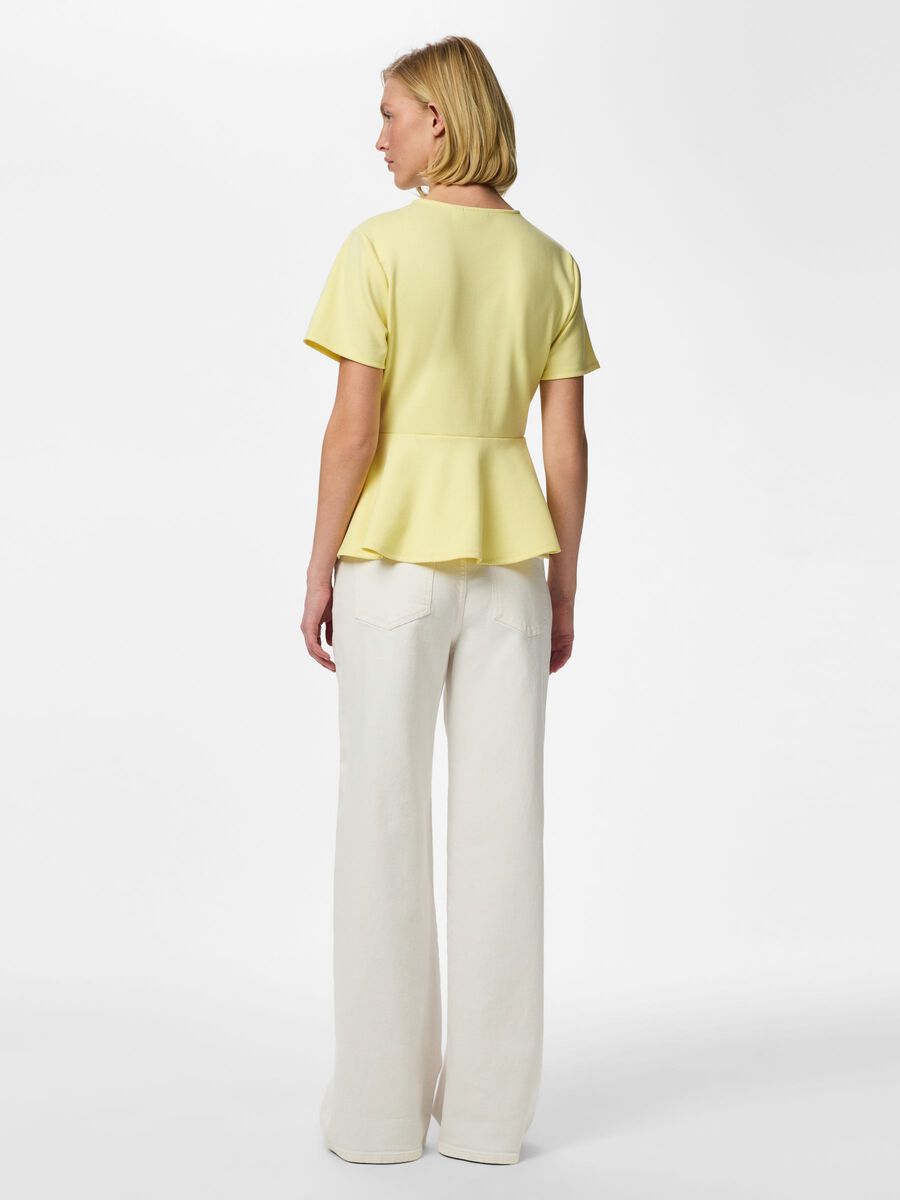 Product carousel image 2 PCALISA PEPLUM T-SHIRT, French Vanilla