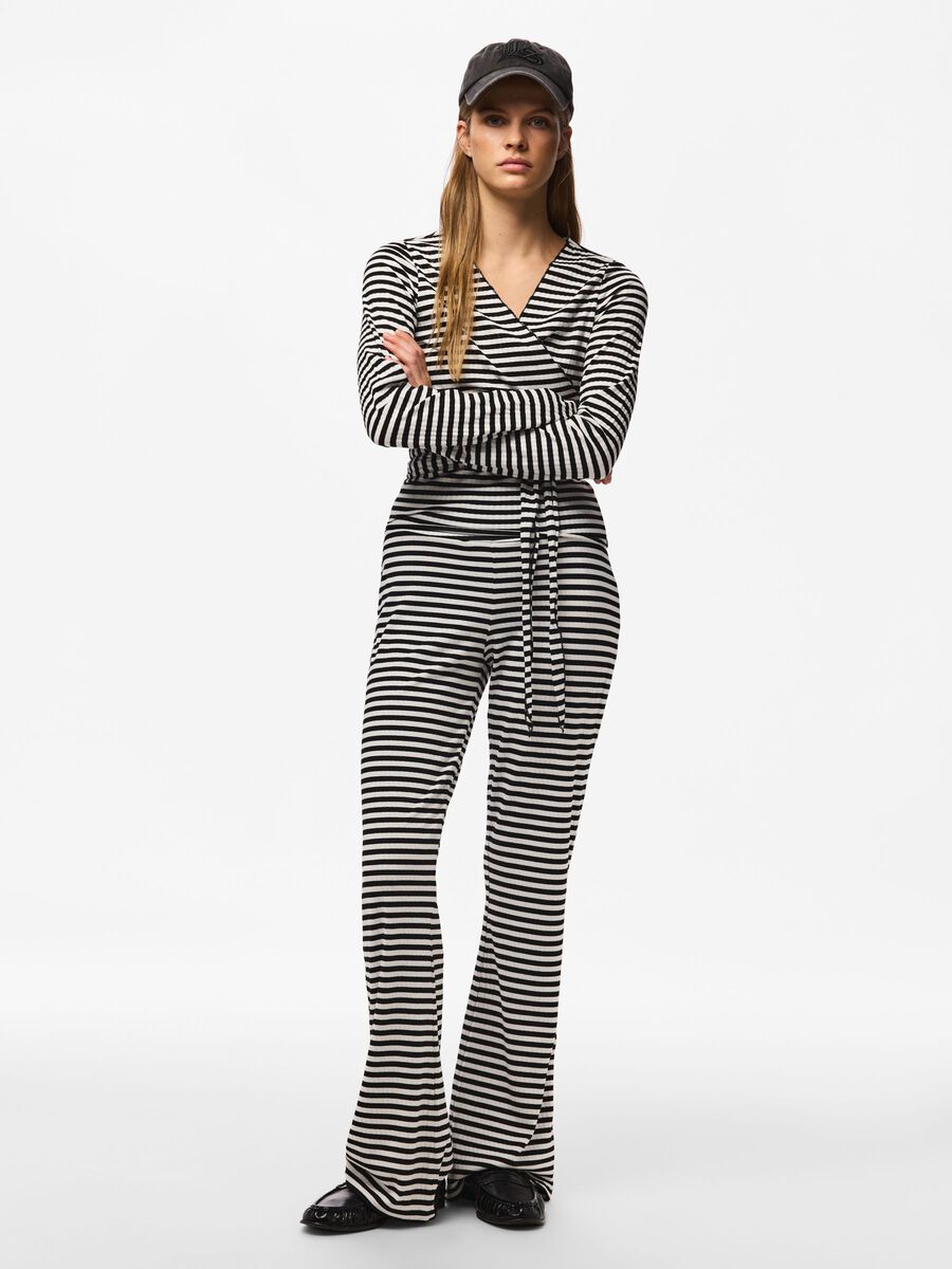 Pclaya mw flared trousers, colour: black, black, detail