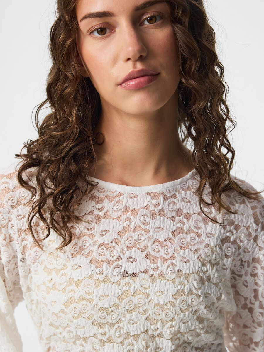 Carousel image 5 PCALLI LACE LONG SLEEVED TOP, Bright White