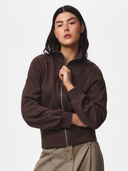 Pieces PCSALI CHILLI HIGH NECK  ZIPPED SWEATSHIRT, Hot Fudge, highres - 17170613_HotFudge_003.jpg