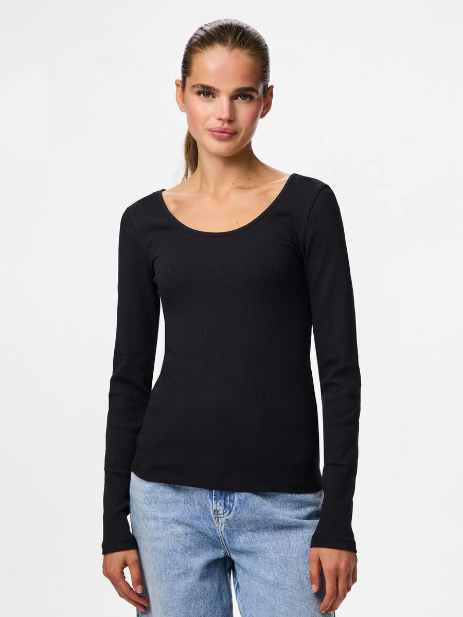Product carousel image 1 PCKITTE TOP MET LANGE MOUWEN, Black