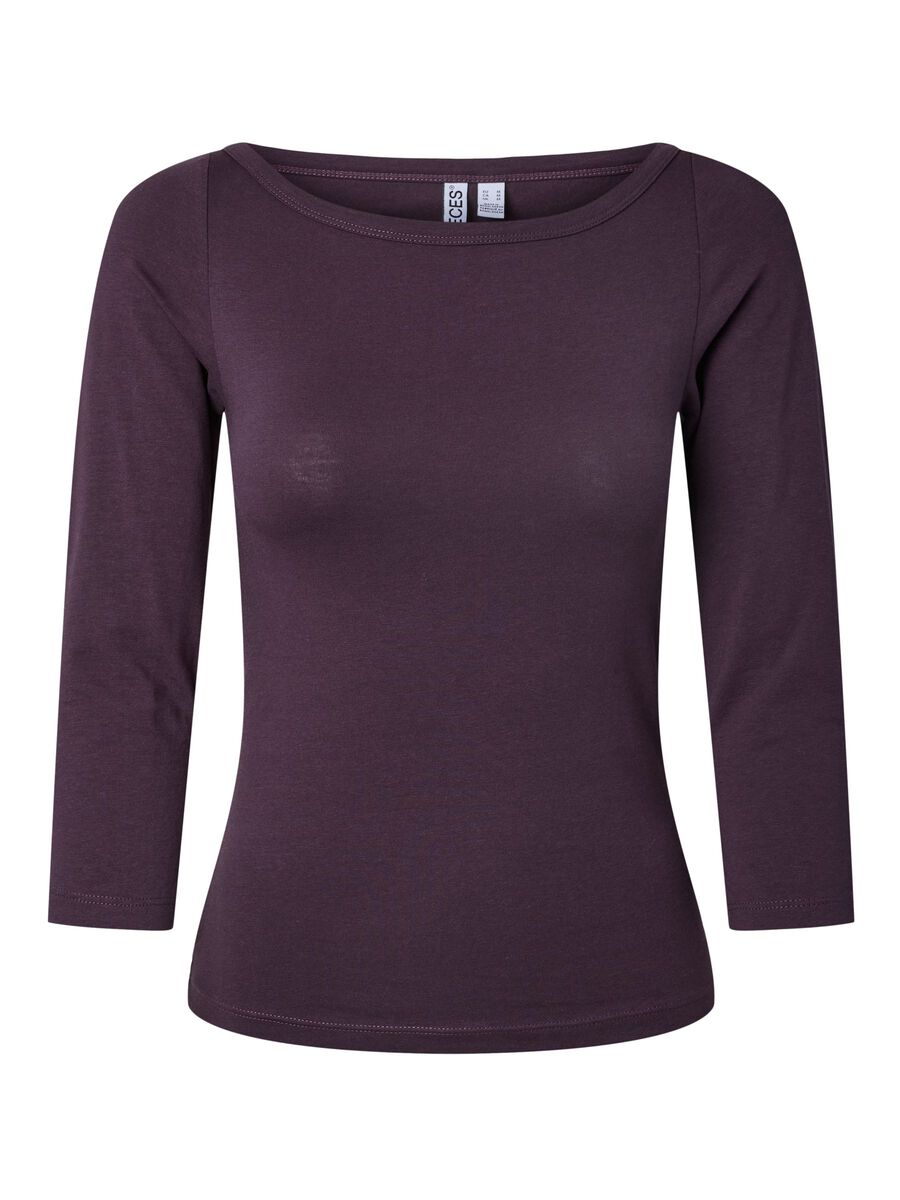 Carousel image 5 PCPHOEBE - COL BATEAU TOP MANCHES 3/4, Plum Perfect