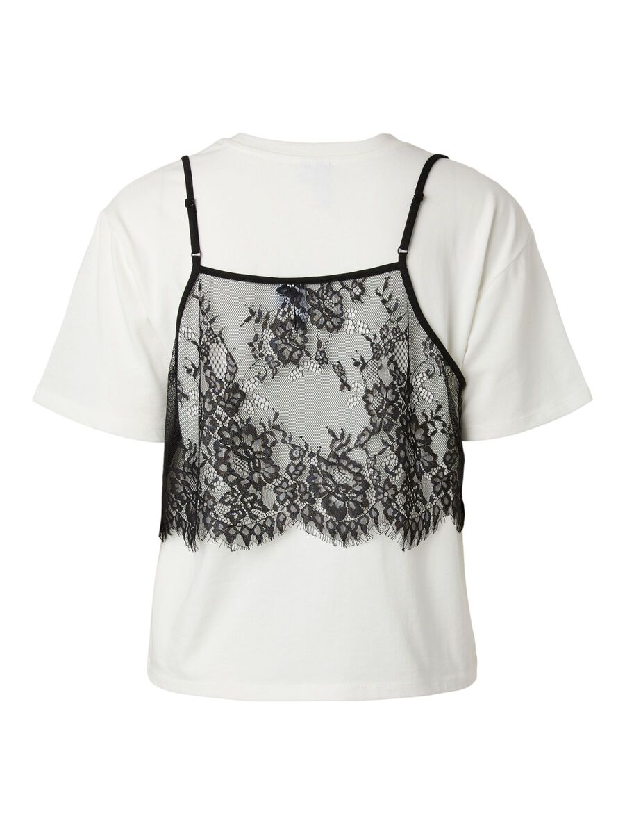 Carousel image 6 PCFNUG SPITZEN TR&Auml;GERTOP T-SHIRT, Bright White