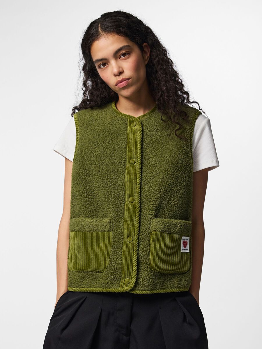 Product carousel image 1 PCANASTACIA TEDDYFLEECE WESTE, Sphagnum