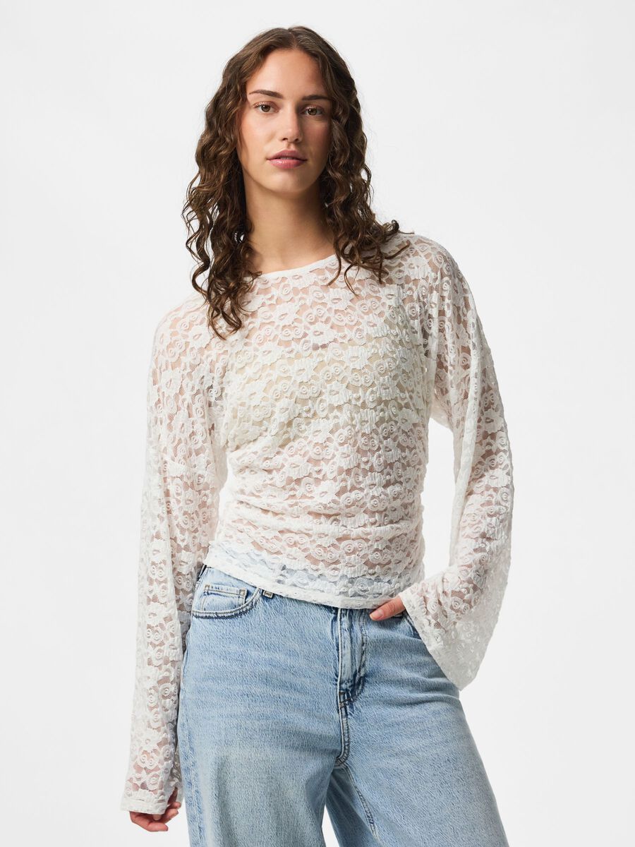 Product carousel image 1 PCALLI KANT TOP MET LANGE MOUWEN, Bright White