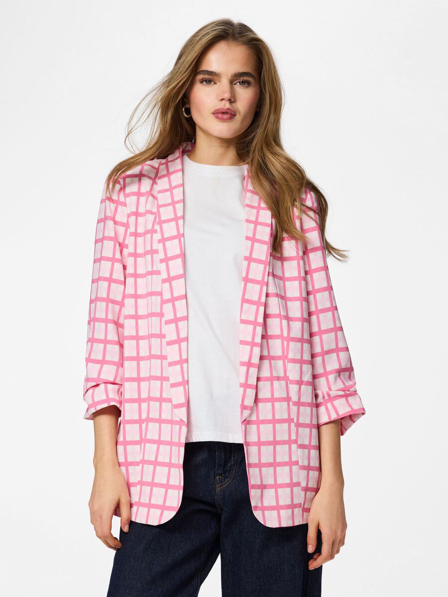 Carousel image 1 PCBOSELLA 3/4 PRINTED BLAZER, Cloud Dancer