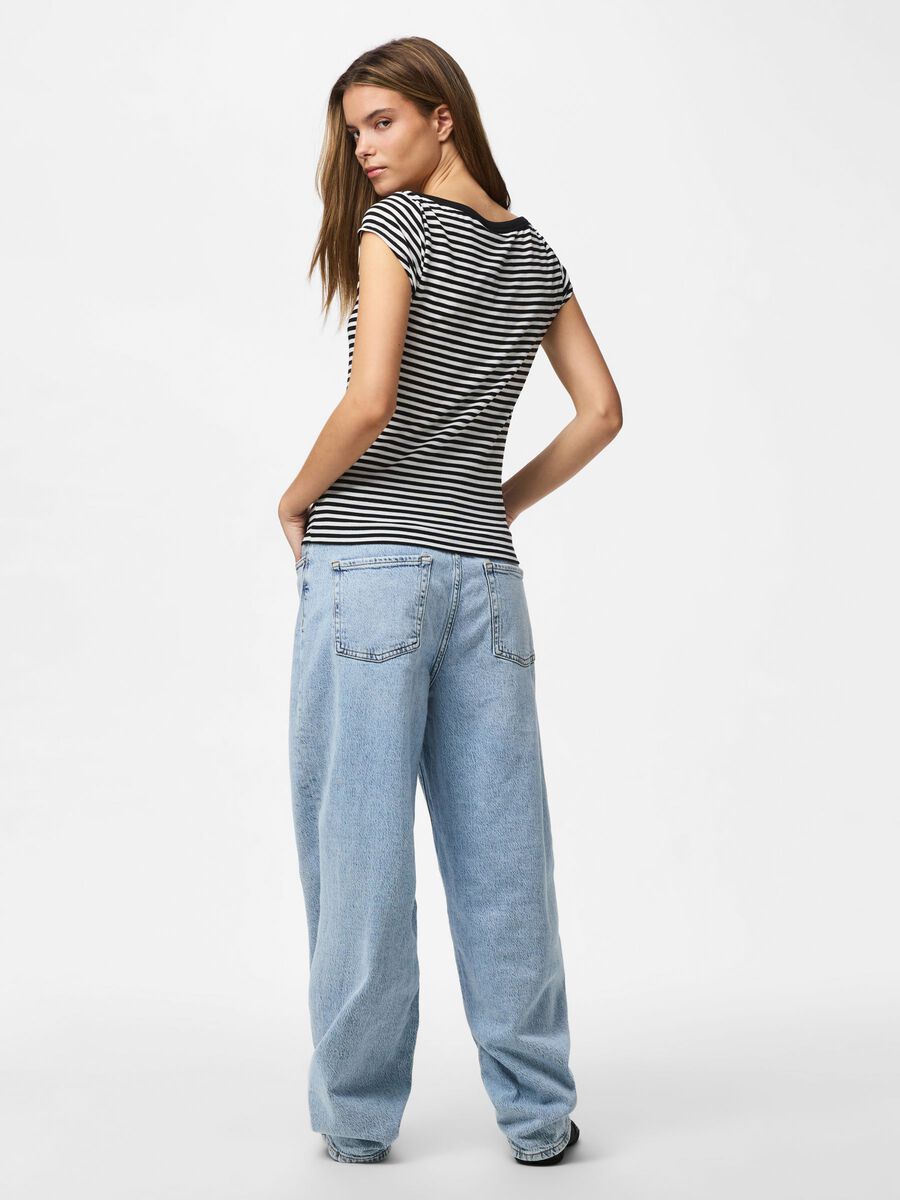 Carousel image 2 PCSOF BOATNECK CAP SLEEVE TOP, Black