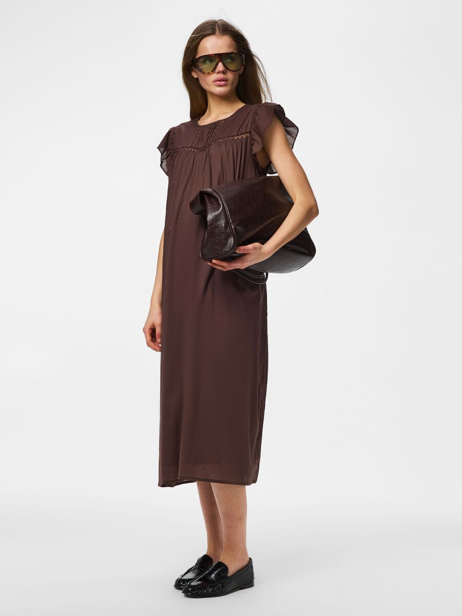 Product carousel image 1 PCASTRID CAP SLEEVE MIDI DRESS, Hot Fudge