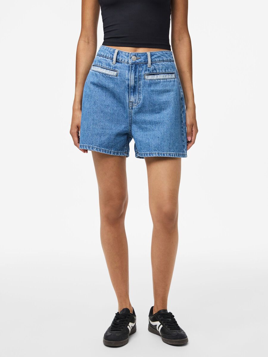 Product carousel image 1 PCFIE HW PATCHWORK DENIM SHORTS, Medium Blue Denim