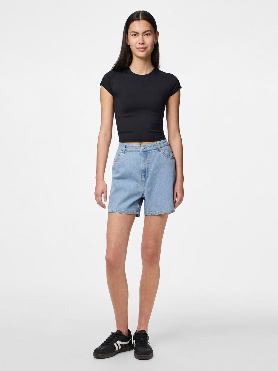 Carousel image 3 PCABBI MW SHORTS EN JEAN, Light Blue Denim