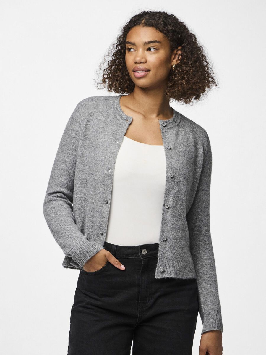 Product carousel image 1 PCMALOU KNITTED CARDIGAN, Medium Grey Melange