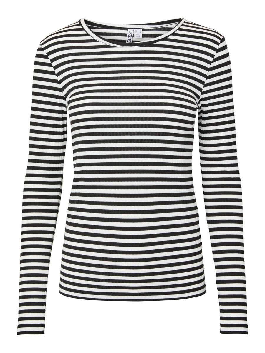 Carousel image 6 PCLAYA STRIPETE LANGERMET TOPP, Black