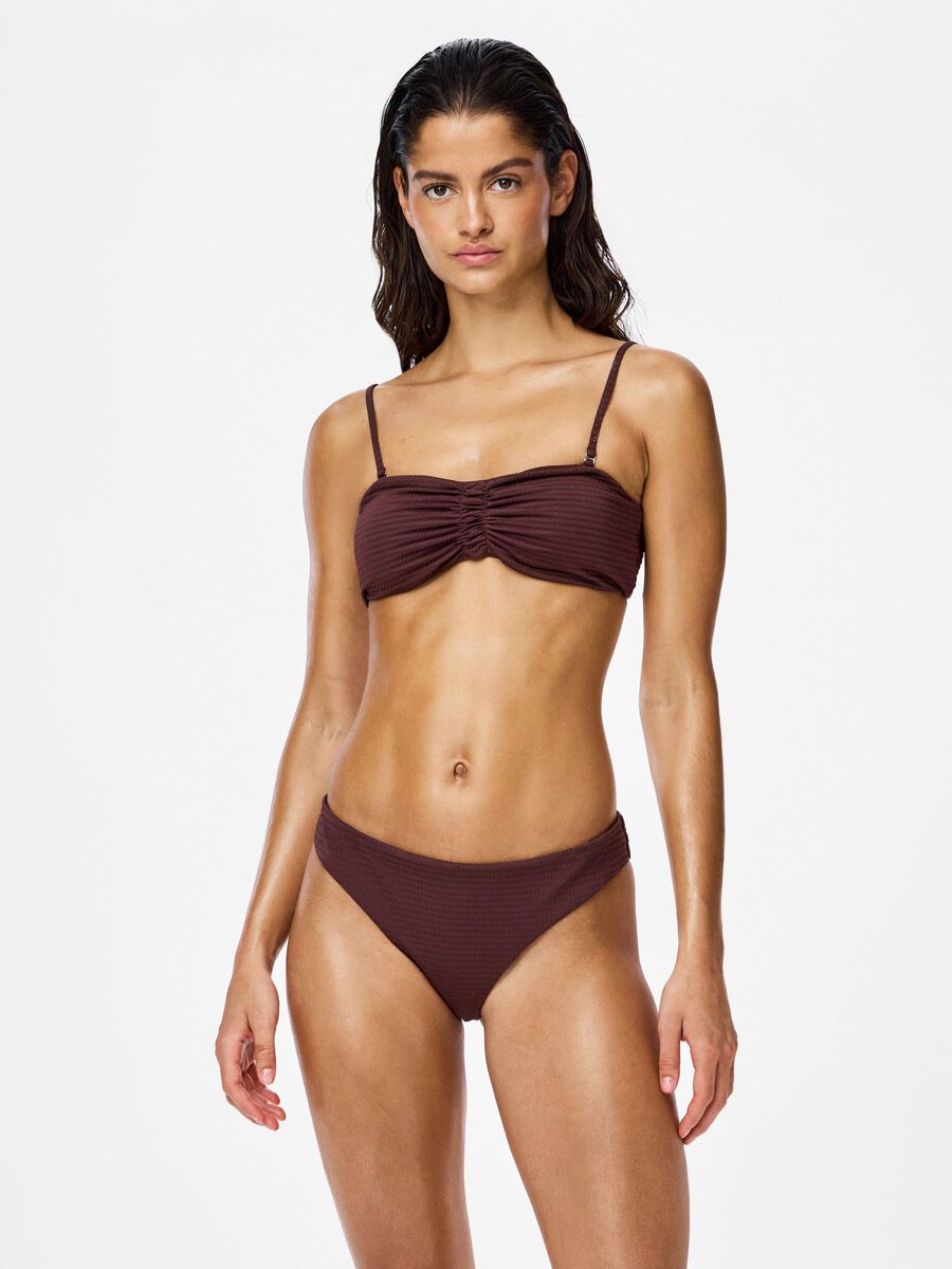 Product carousel image 1 PCKAYA SEERSUCKER BIKINI BOTTOM, Deep Mahogany