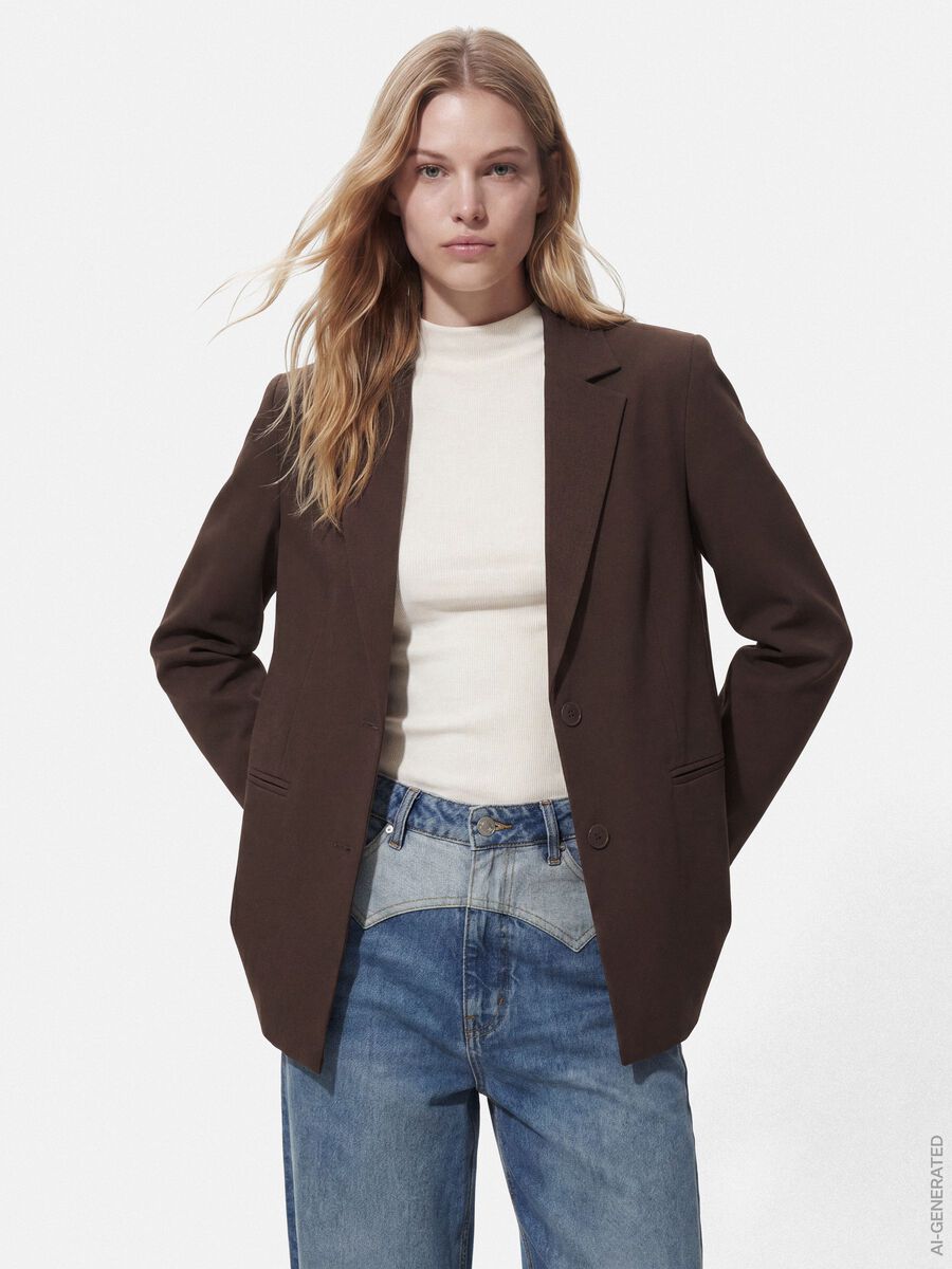 Product carousel image 1 PCBOSELLA LOOSE BLAZER, Hot Fudge