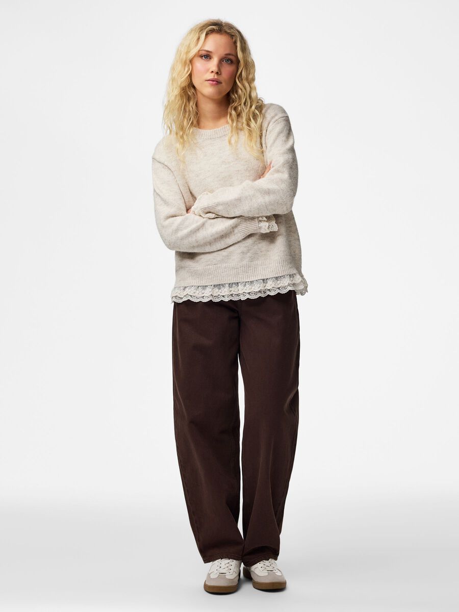 Pcvaka lace jumper, colour: whitecap gray, white, front full