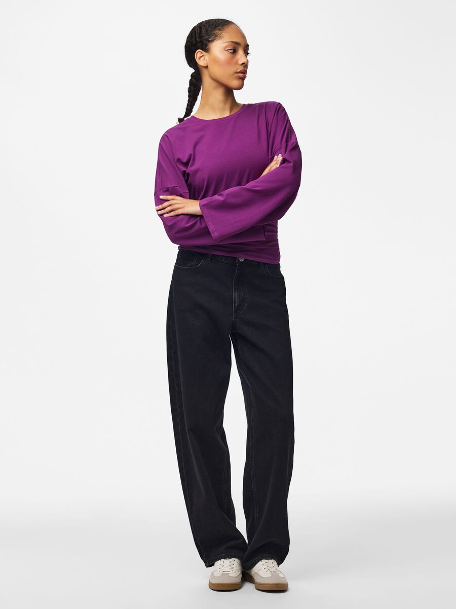 Pcalli langermet topp, colour: grape juice, lilla