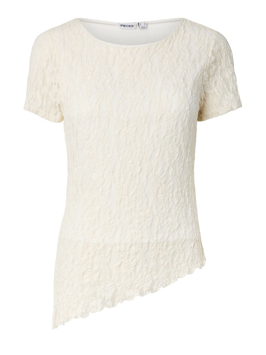 Carousel image 5 PCARIANA ASYMMETRIC LACE  T-SHIRT, Cloud Dancer