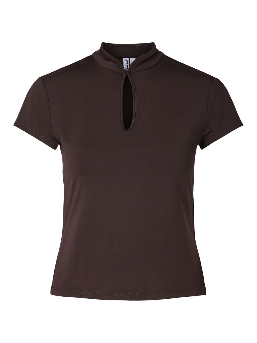 Carousel image 1 PCAIDA HIGH NECK SHORT SLEEVED TOP, Chocolate Plum