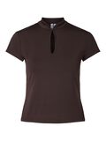 Product image thumbnail 1 PCAIDA HIGH NECK SHORT SLEEVED TOP, Chocolate Plum