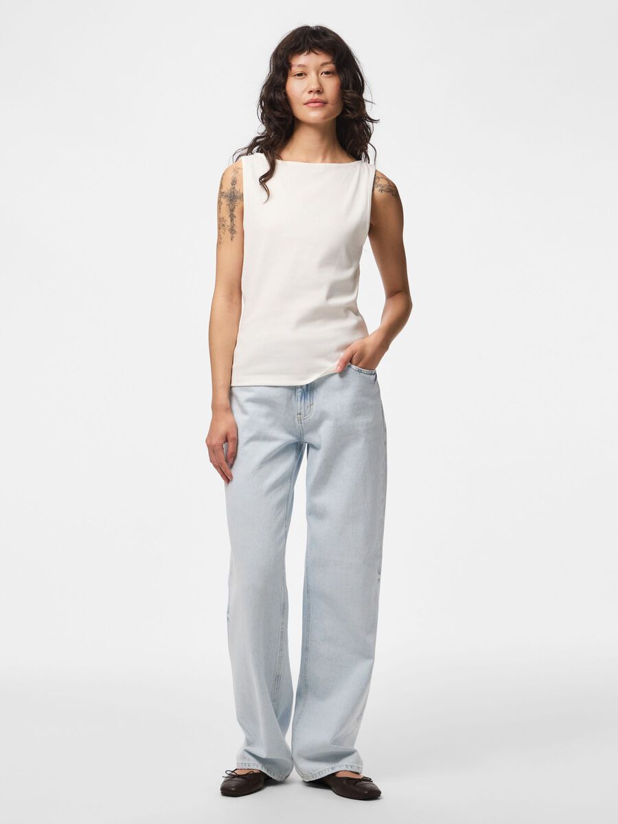 Carousel image 3 PCMAY BOATNECK  SLEEVELESS TOP, Cloud Dancer
