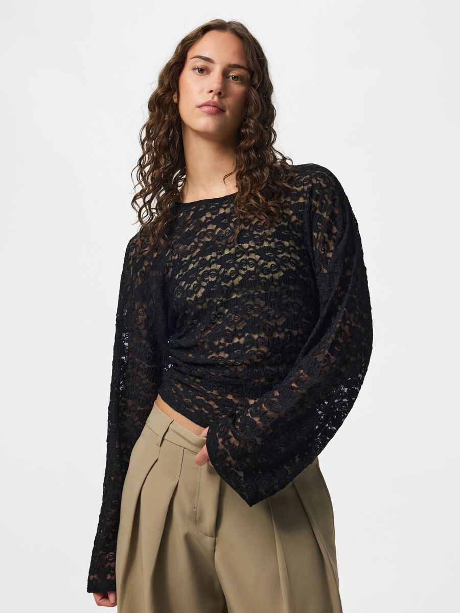 Product carousel image 1 PCALLI KANT TOP MET LANGE MOUWEN, Black