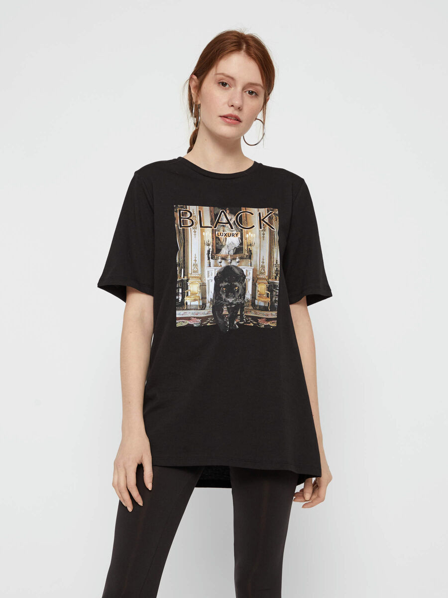 Product carousel image 1 PRINTED COTTON-MODAL T-SHIRT, Black