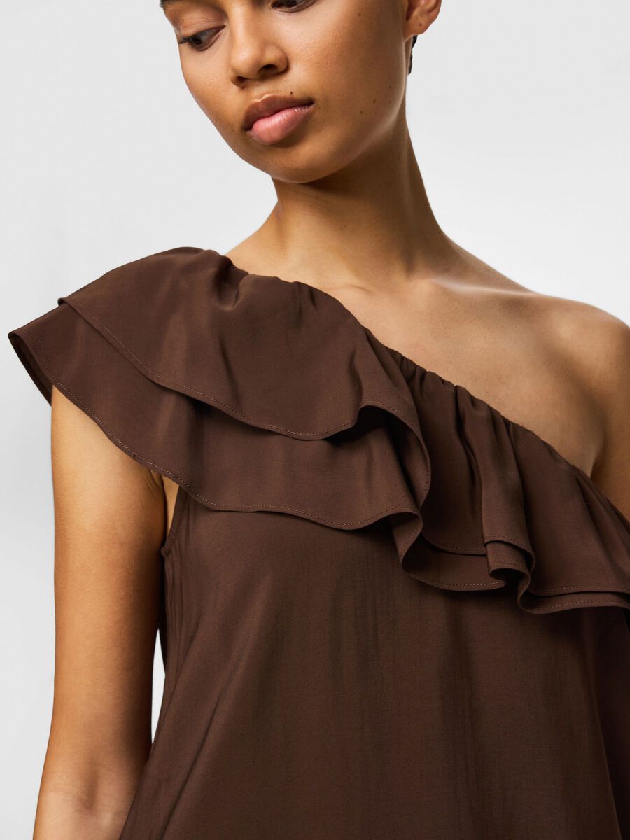 Carousel image 4 PCPENELOPE ONE-SHOULDER MINI DRESS, Chicory Coffee
