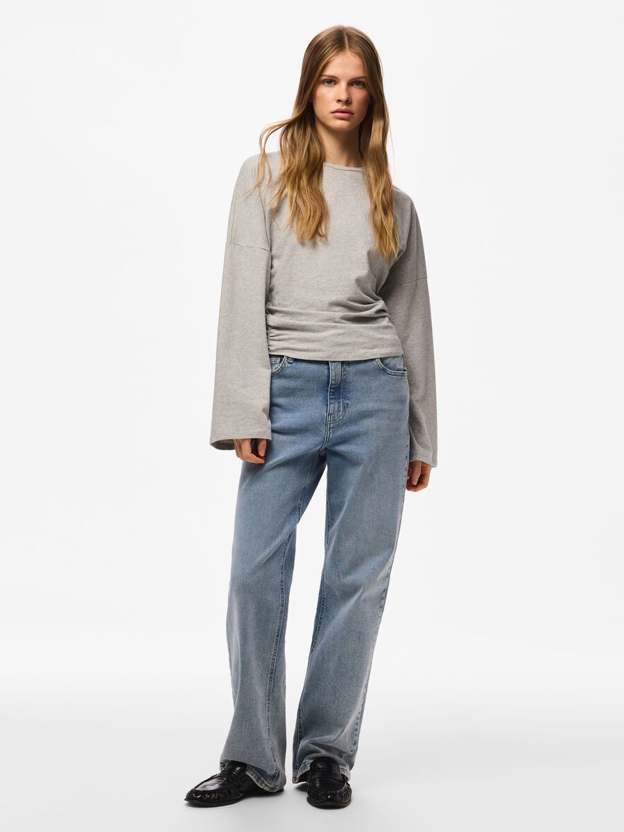 Pcalli langermet topp, colour: light grey melange, gr&aring;