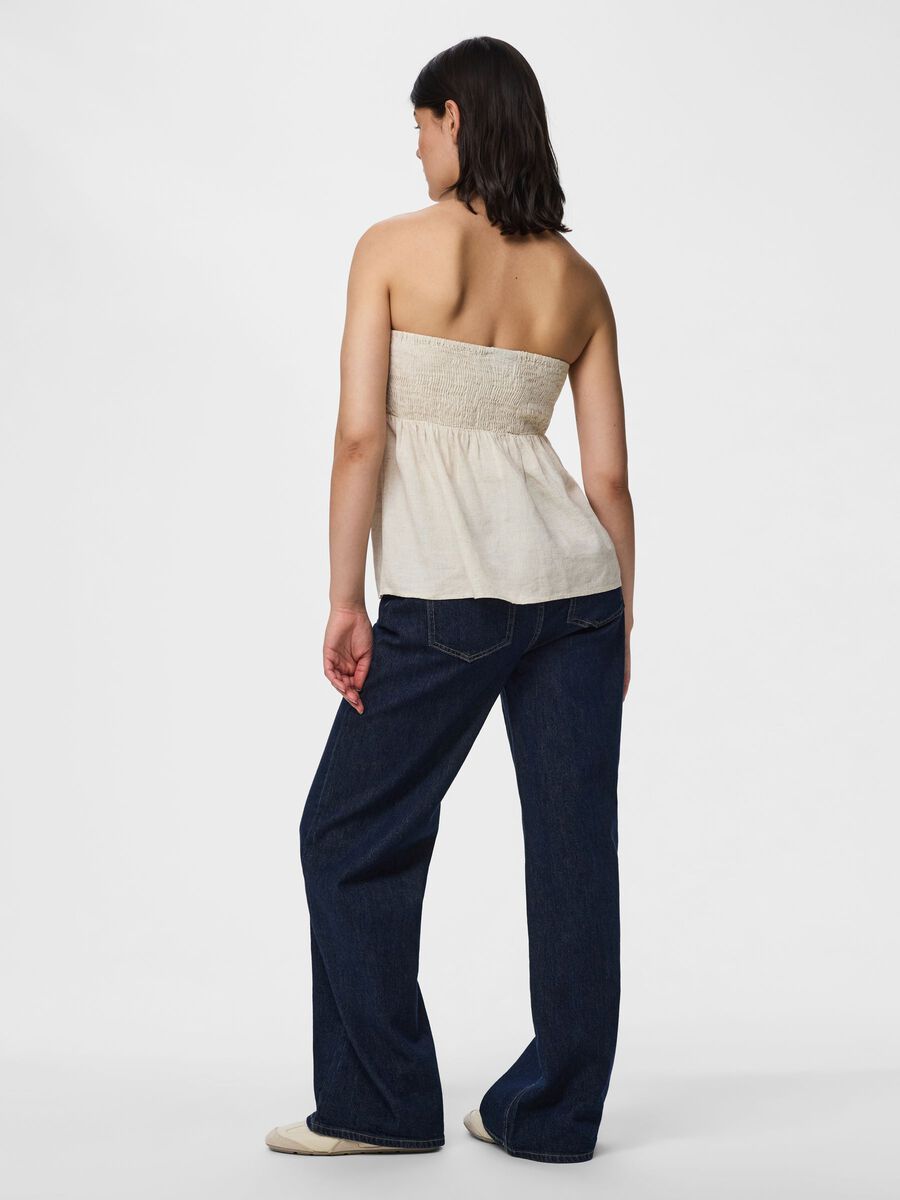 Product carousel image 2 PCPIA STRAPLESS LINEN BLEND TOP, Birch