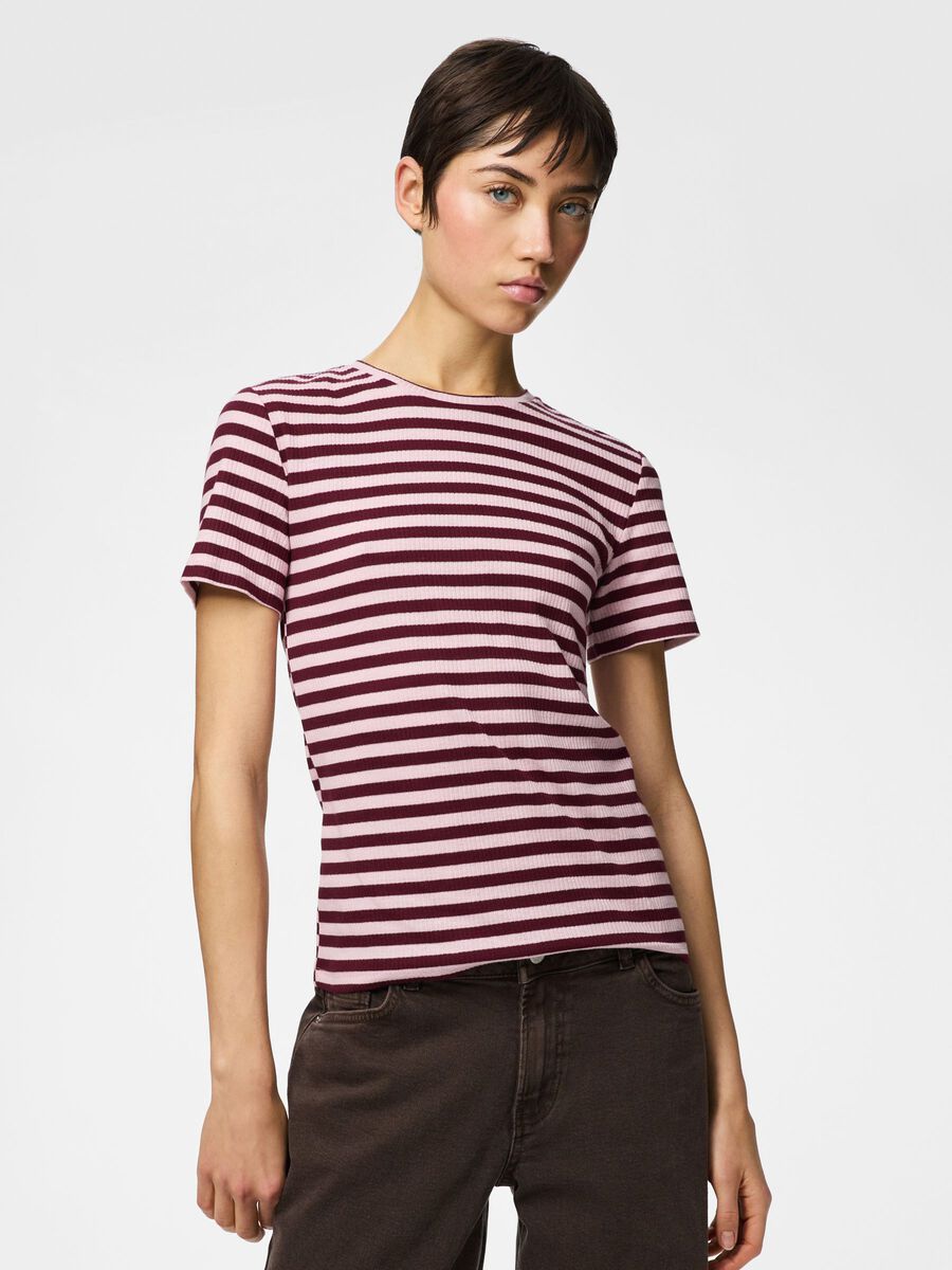 Carousel image 1 PCRUKA GERIPPTES T-SHIRT, Roseate Spoonbill