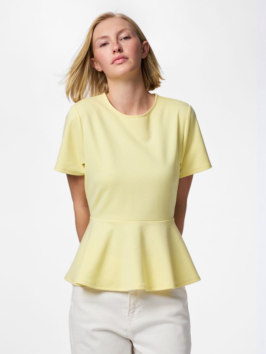 Product carousel image 1 PCALISA PEPLUM T-SHIRT, French Vanilla