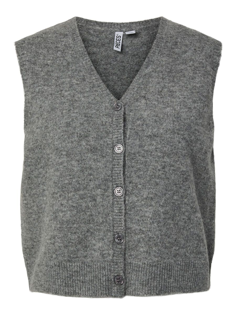 Carousel image 1 PCSALLY KNITTED VEST, Medium Grey Melange