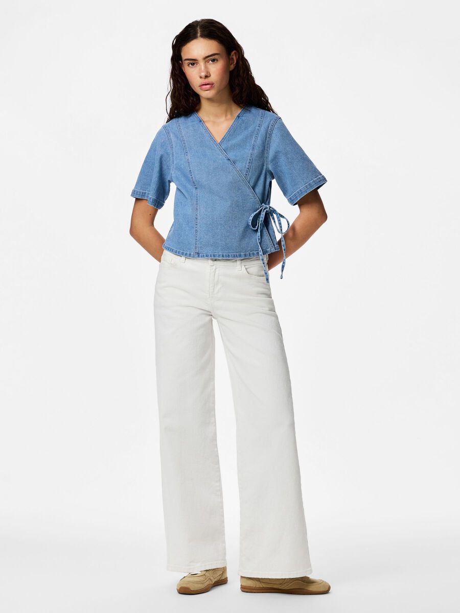 Carousel image 3 PCFLORA WRAP DENIM TOP, Light Blue Denim