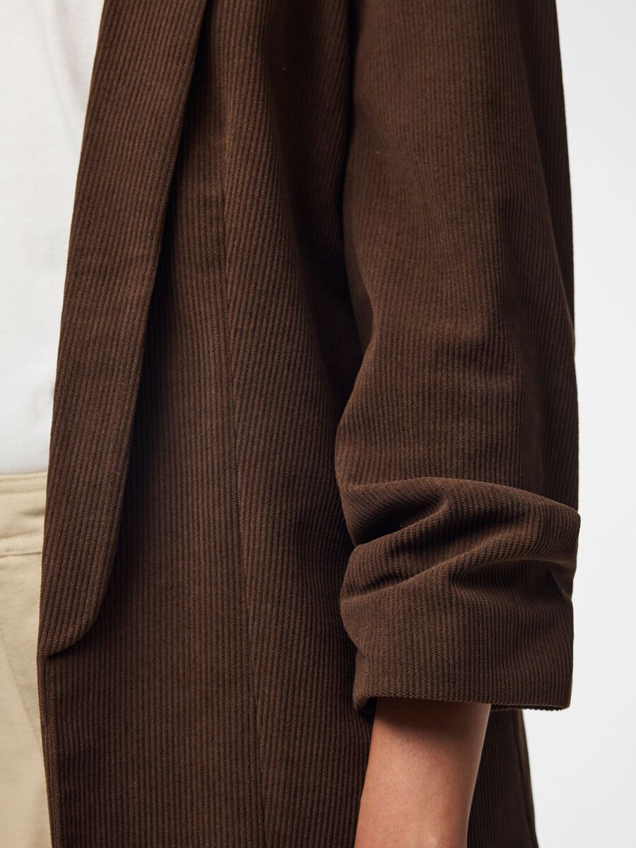 Carousel image 4 PCBOSELLA 3/4 CORDUROY  BLAZER, Hot Fudge