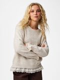 thumbnail Pcvaka lace jumper, colour: whitecap gray, white, front
