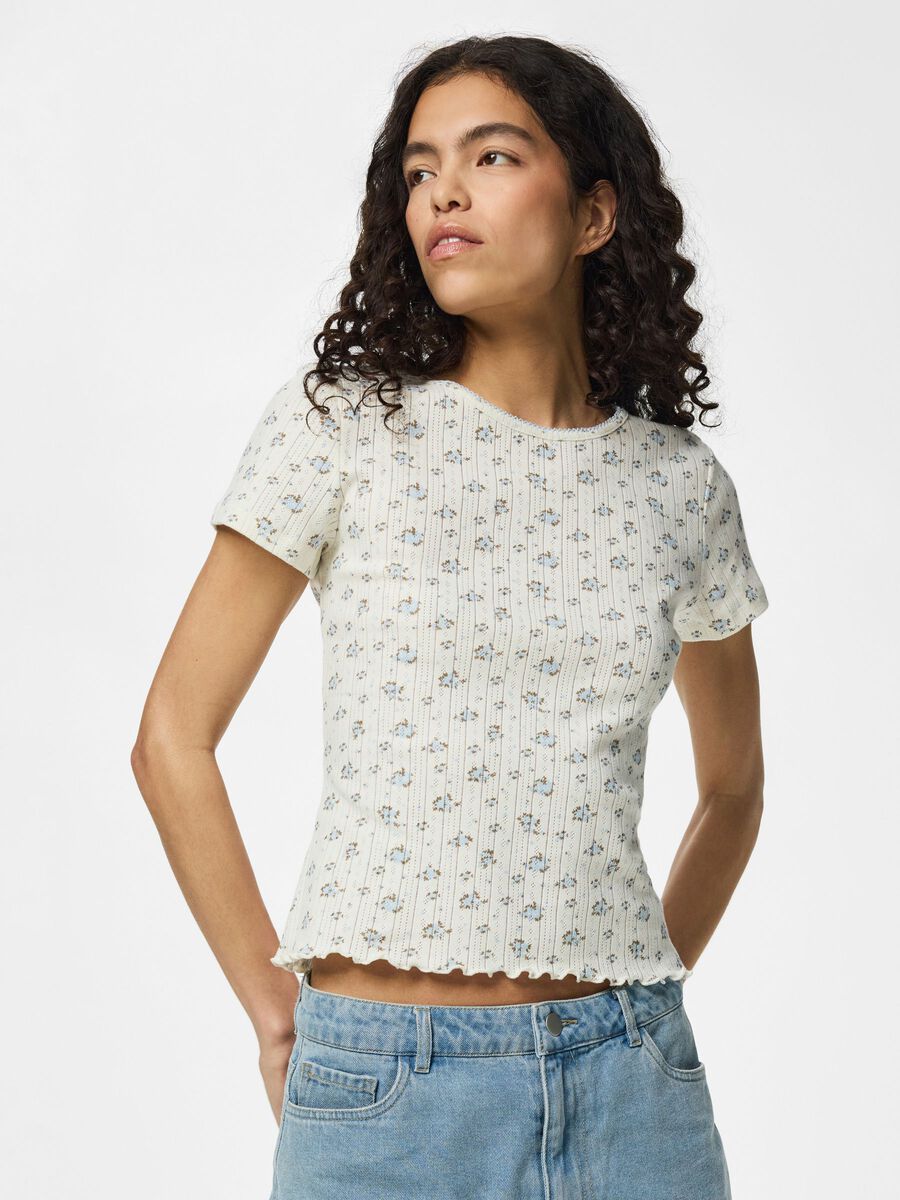 Carousel image 1 PCMYA POINTELLE T-SHIRT, Cloud Dancer