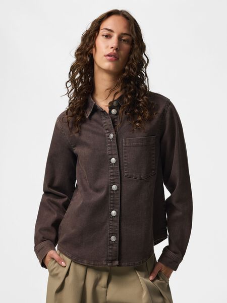 Pieces PCSILKE DENIM SHIRT, Hot Fudge, highres - 17164763_HotFudge_003.jpg