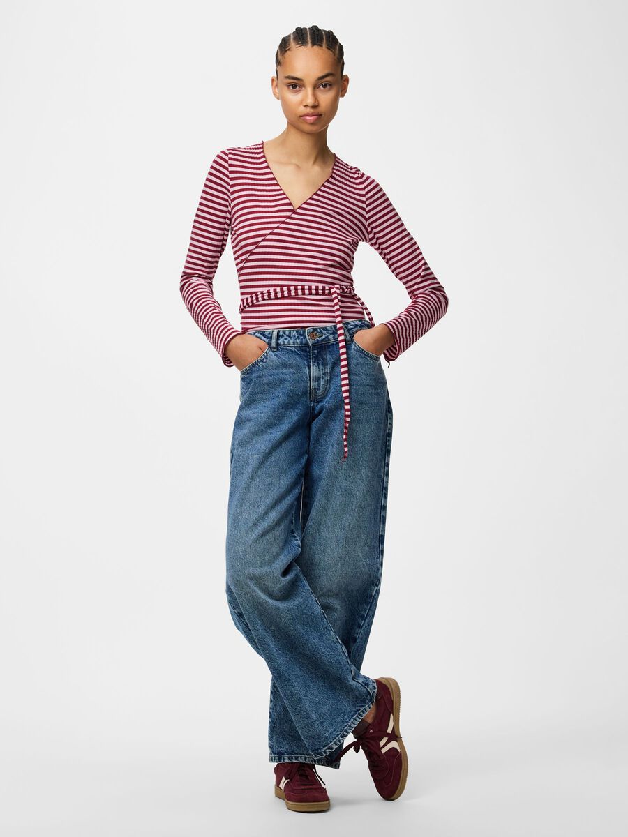 Product carousel image 1 PCLAYA LONG SLEEVED WRAP TOP, Goji Berry