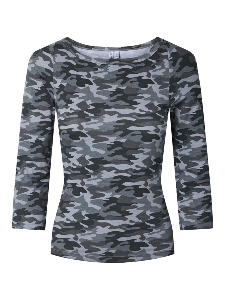 Carousel image 5 TOP CON MANICHE A 3/4, Light Grey Melange