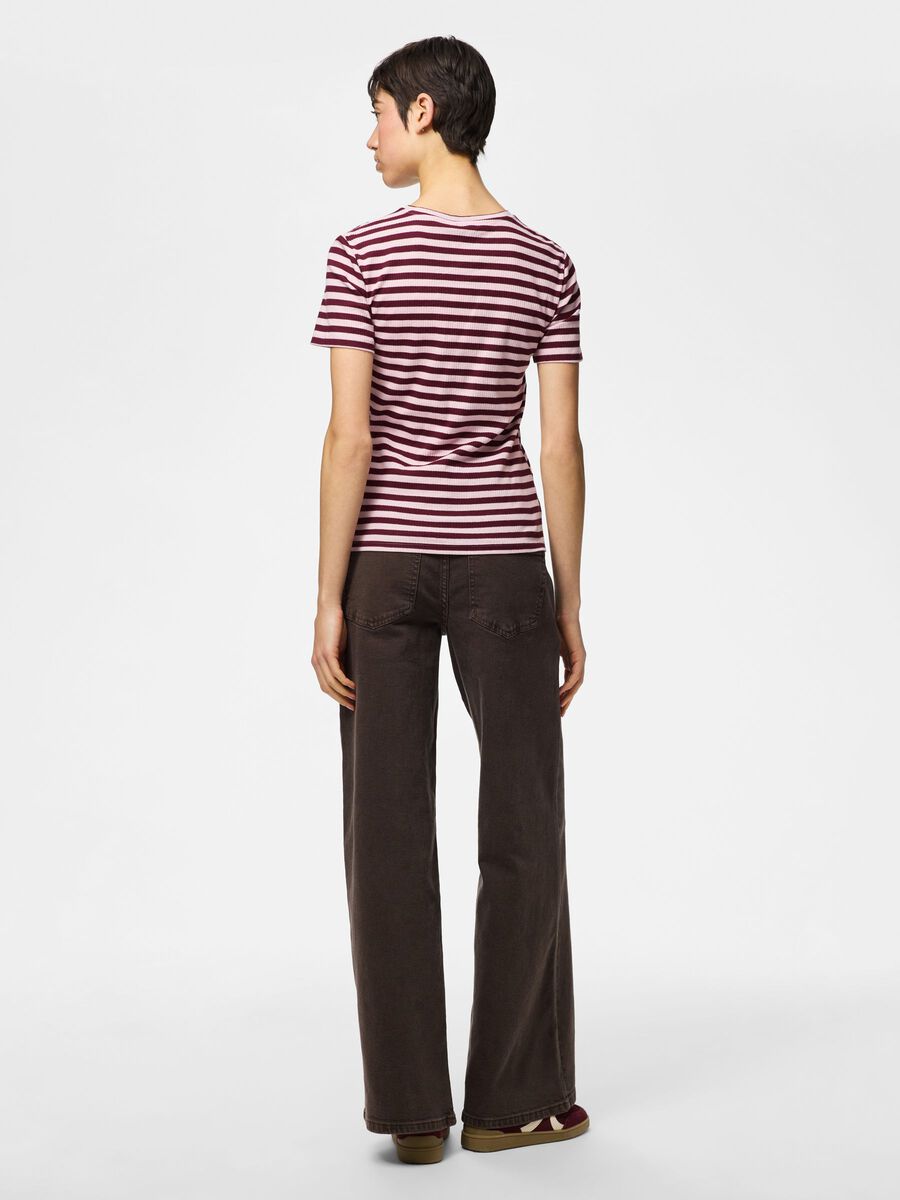 Carousel image 2 PCRUKA GERIPPTES T-SHIRT, Roseate Spoonbill