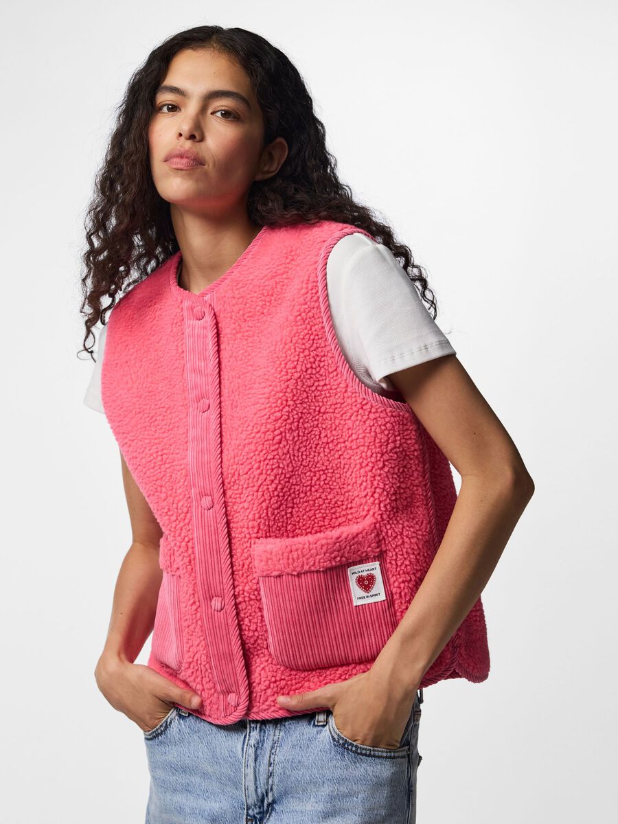 Product carousel image 1 PCANASTACIA TEDDYFLEECE WESTE, Pink Lemonade