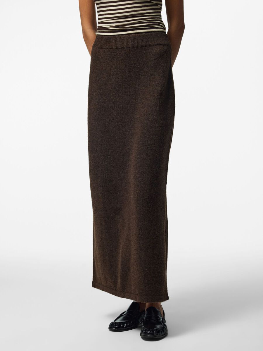 Product carousel image 1 PCSALLY MW ANKLE KNITTED SKIRT, Hot Fudge