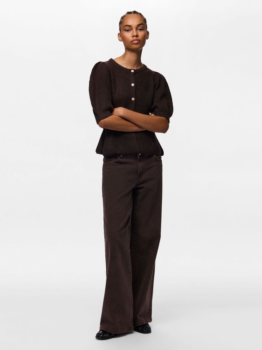 Product carousel image 1 PCSILLY PUFF KNITTED CARDIGAN, Hot Fudge
